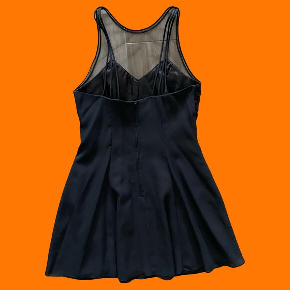 90's vintage black mesh high neck glittery formal mini dress Size 7 - Picture 5 of 6